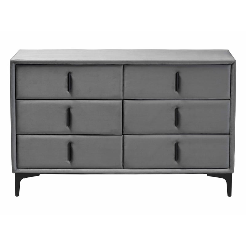 Baxton Studio Etienne Modern Slate Gray Velvet 6-Drawer Dresser
