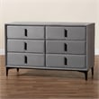 Baxton Studio Etienne Modern Slate Gray Velvet 6-Drawer Dresser