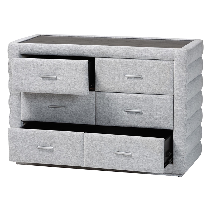 Baxton Studio Cadmus Modern Light Gray Channel-Tufted Fabric 4-Drawer Dresser