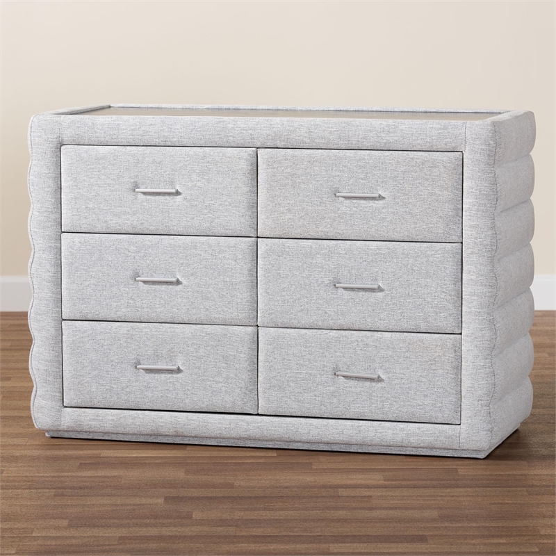 Baxton Studio Cadmus Modern Light Gray Channel-Tufted Fabric 4-Drawer Dresser