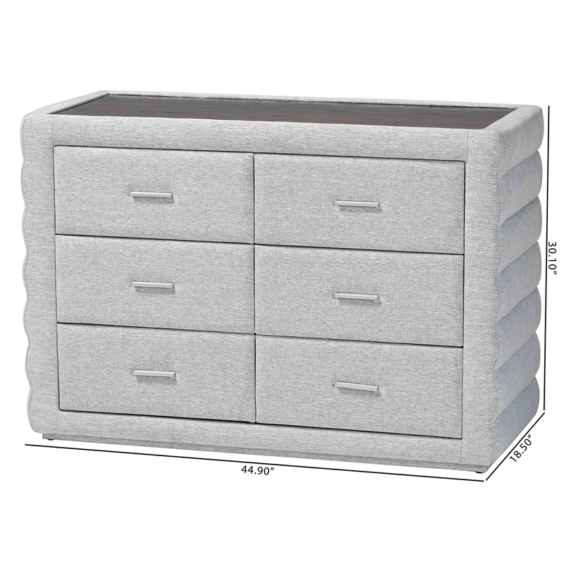Baxton Studio Cadmus Modern Light Gray Channel-Tufted Fabric 4-Drawer Dresser