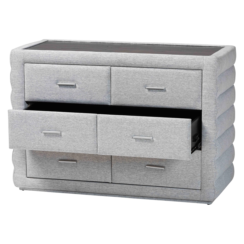 Baxton Studio Cadmus Modern Light Gray Channel-Tufted Fabric 4-Drawer Dresser