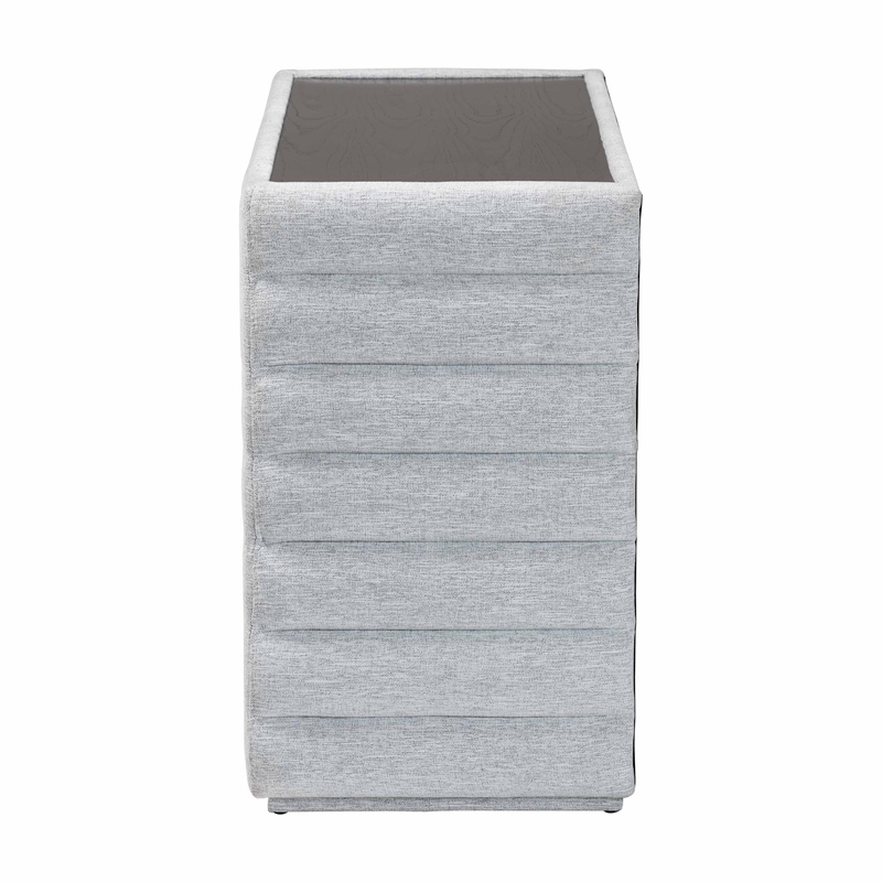 Baxton Studio Cadmus Modern Light Gray Channel-Tufted Fabric 4-Drawer Dresser