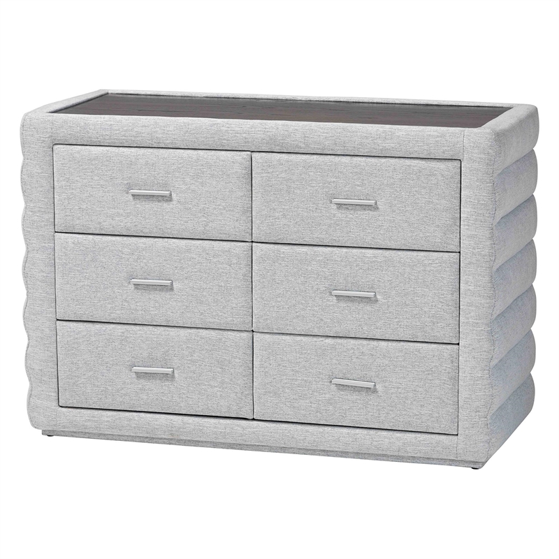 Baxton Studio Cadmus Modern Light Gray Channel-Tufted Fabric 4-Drawer Dresser
