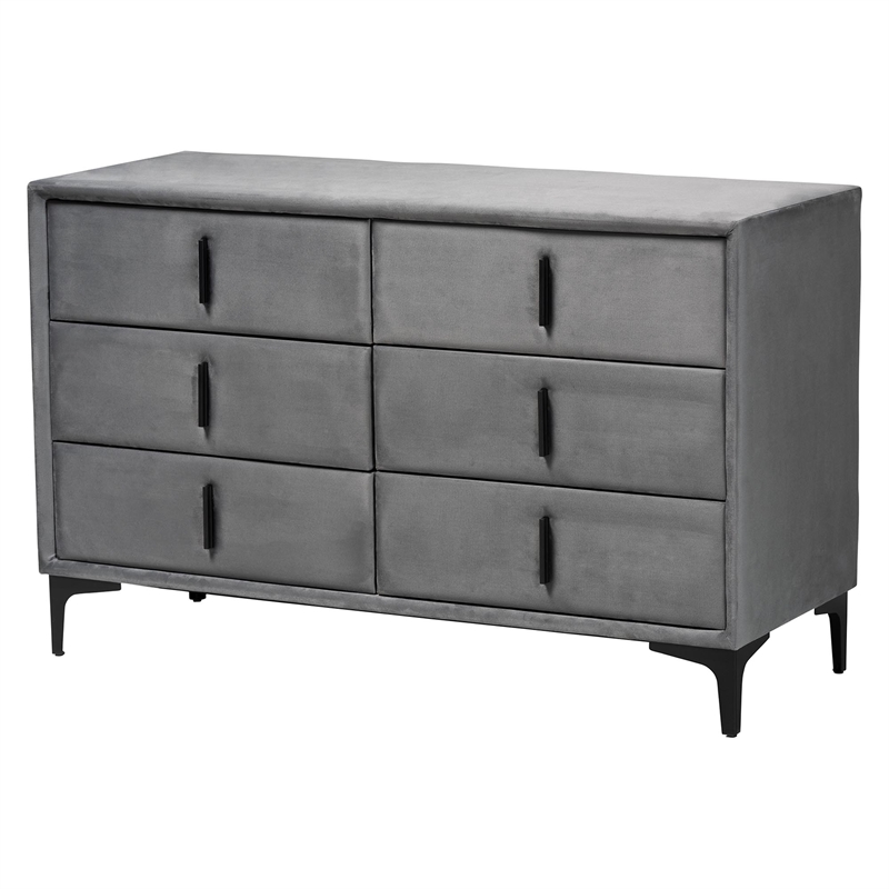 Baxton Studio Etienne Modern Slate Gray Velvet Queen 4-Piece Bedroom Set