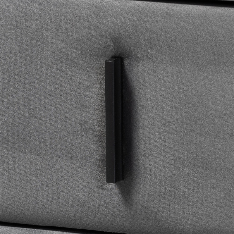 Baxton Studio Etienne Modern Slate Gray Velvet Queen 4-Piece Bedroom Set