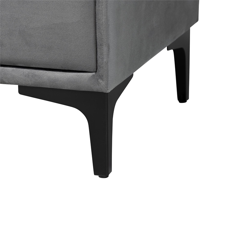 Baxton Studio Etienne Modern Slate Gray Velvet Queen 4-Piece Bedroom Set