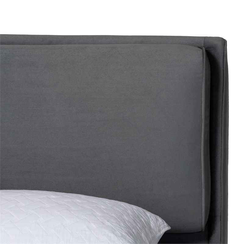 Baxton Studio Etienne Modern Slate Gray Velvet Queen 4-Piece Bedroom Set