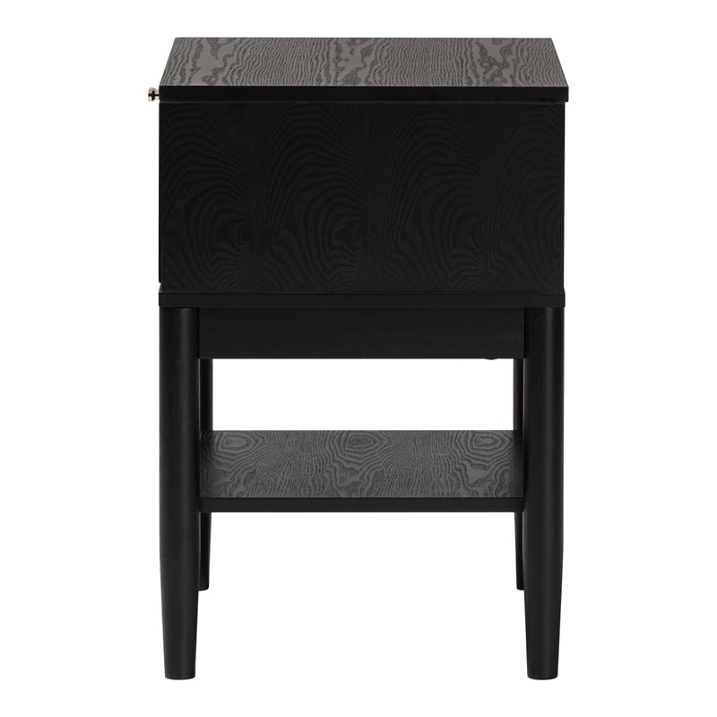 Baxton Studio Shirin Beige Fabric and Black Wood 1-Drawer Nightstand