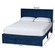 Baxton Studio Elora Modern Navy Blue Pleated Velvet Queen Size Storage Bed