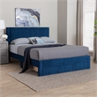 Baxton Studio Elora Modern Navy Blue Pleated Velvet Queen Size Storage Bed
