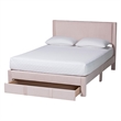 Baxton Studio Elora Modern Light Pink Pleated Velvet Queen Size Storage Bed