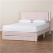 Baxton Studio Elora Modern Light Pink Pleated Velvet Queen Size Storage Bed