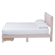 Baxton Studio Elora Modern Light Pink Pleated Velvet Queen Size Storage Bed