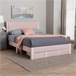 Baxton Studio Elora Modern Light Pink Pleated Velvet Queen Size Storage Bed