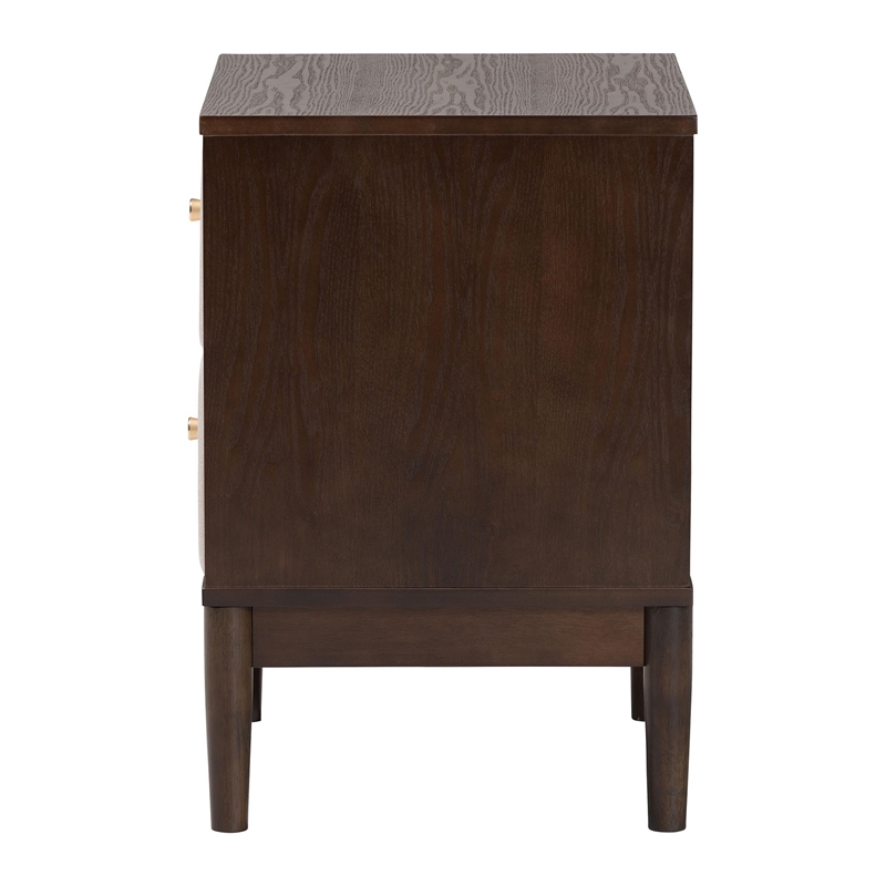 Baxton Studio Nikolai Beige Fabric and Wenge Brown Wood 2-Drawer Nightstand