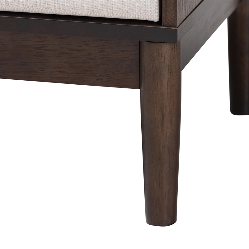 Baxton Studio Nikolai Beige Fabric and Wenge Brown Wood 2-Drawer Nightstand