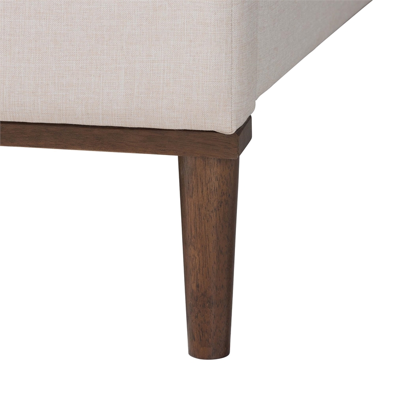 Baxton Studio Nikolai Beige Fabric and Brown Wood 4-Piece Queen Bedroom Set