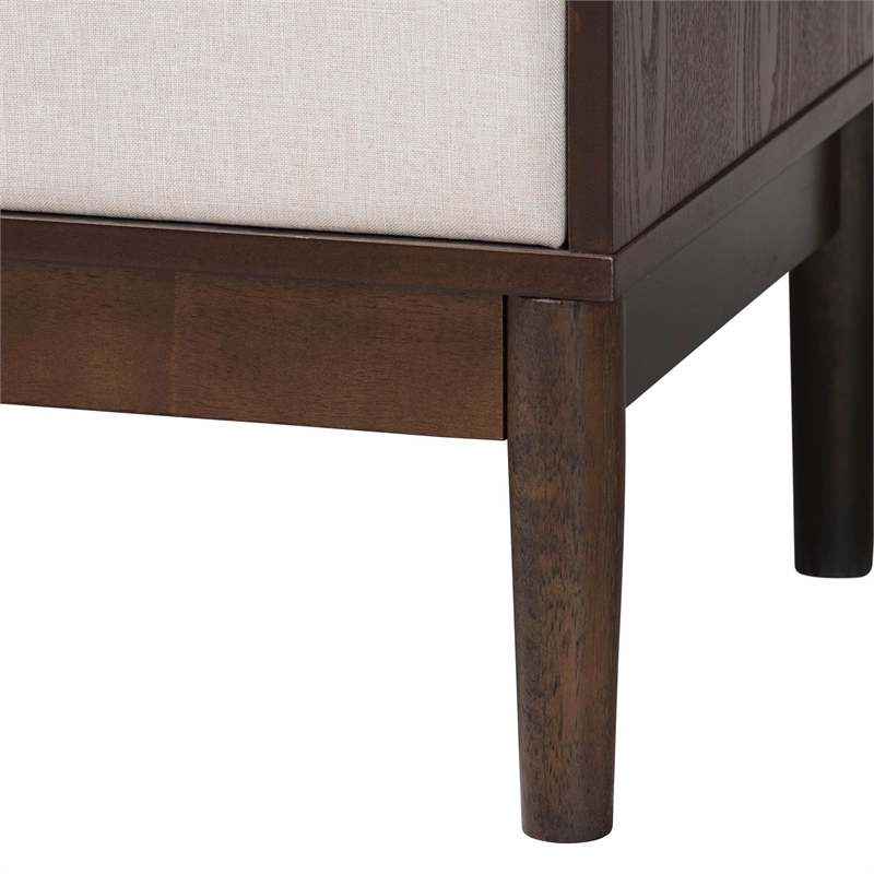 Baxton Studio Nikolai Beige Fabric and Brown Wood 4-Piece Queen Bedroom Set