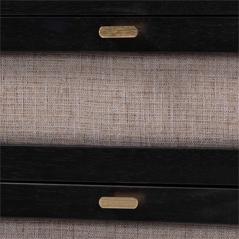 Baxton Studio Shirin Mid-Century Beige Fabric and Black Wood 3-Drawer Chest