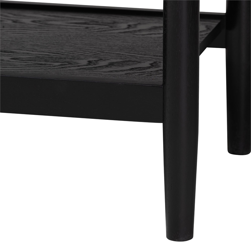 Baxton Studio Shirin Mid-Century Beige Fabric and Black Wood 3-Drawer Chest