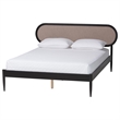 Baxton Studio Shirin Beige Fabric and Black Wood Queen 4-Piece Bedroom Set