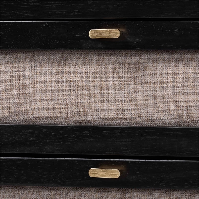 Baxton Studio Shirin Beige Fabric and Black Wood Queen 4-Piece Bedroom Set