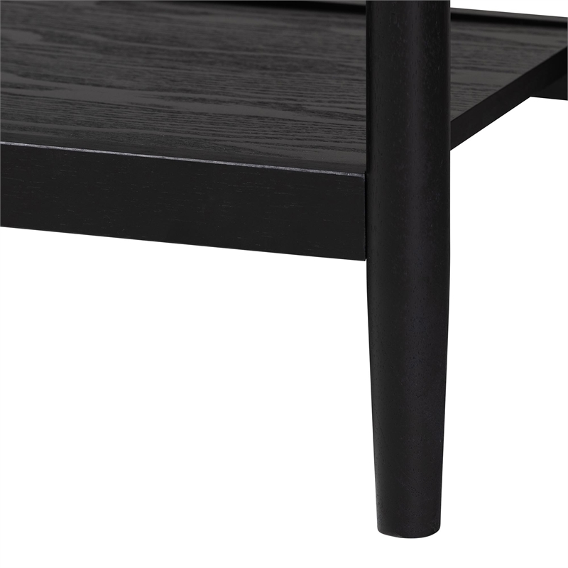 Baxton Studio Shirin Beige Fabric and Black Wood Queen 4-Piece Bedroom Set