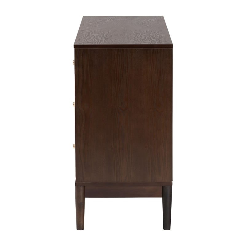 Baxton Studio Nikolai Beige Fabric and Wenge Brown Wood 6-Drawer Dresser
