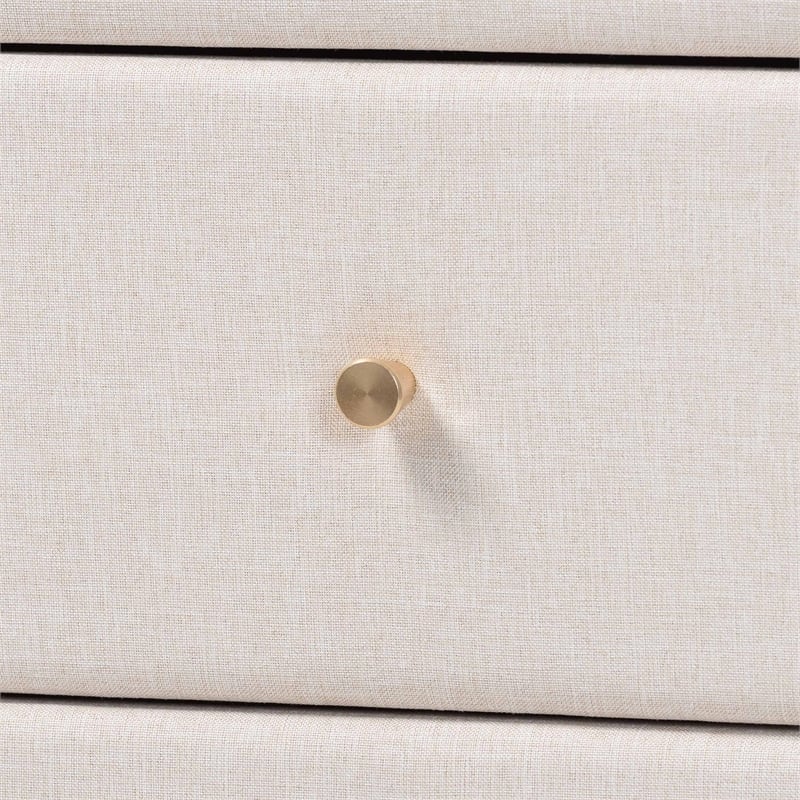 Baxton Studio Nikolai Beige Fabric and Wenge Brown Wood 6-Drawer Dresser