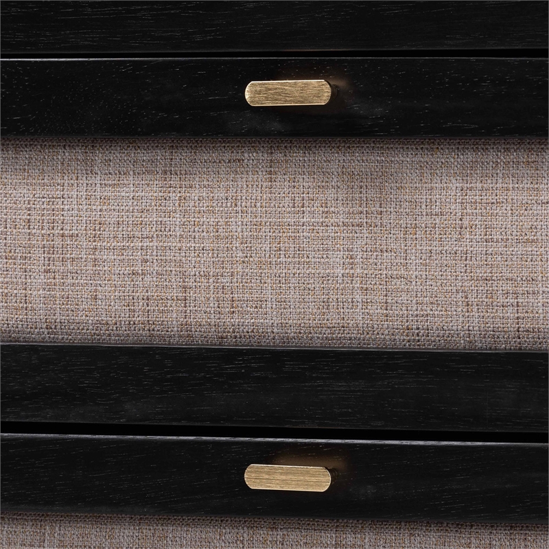 Baxton Studio Shirin Mid-Century Beige Fabric and Black Wood 6-Drawer Dresser