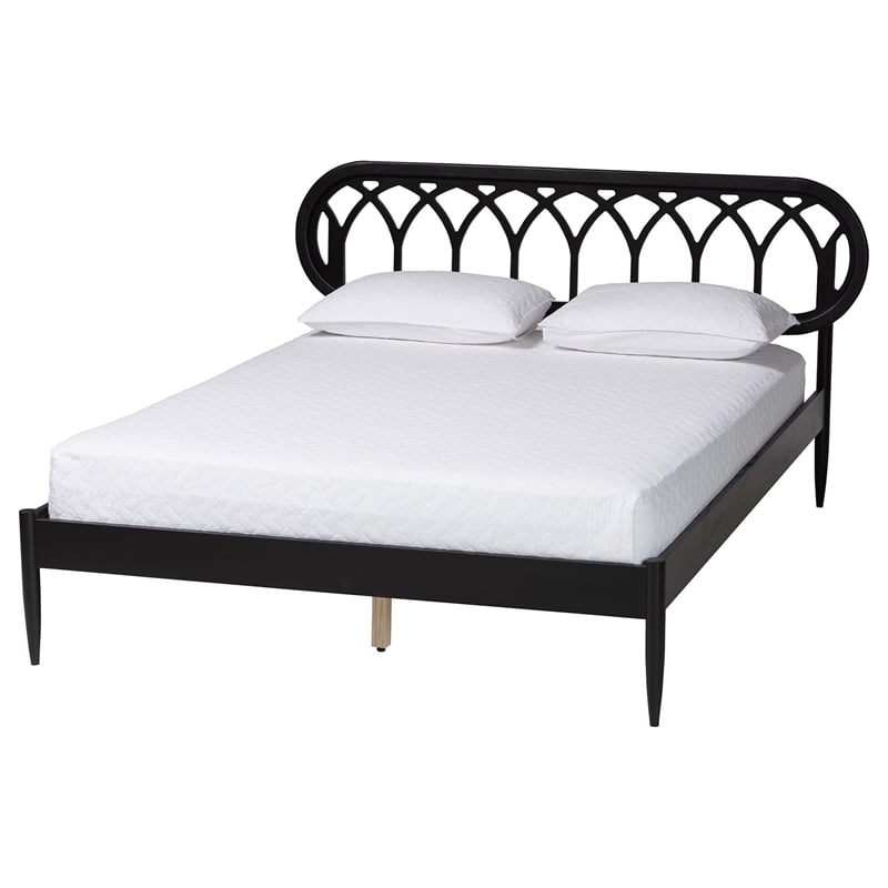 Baxton Studio Florica Art Deco Black Wood Queen 4-Piece Bedroom Set