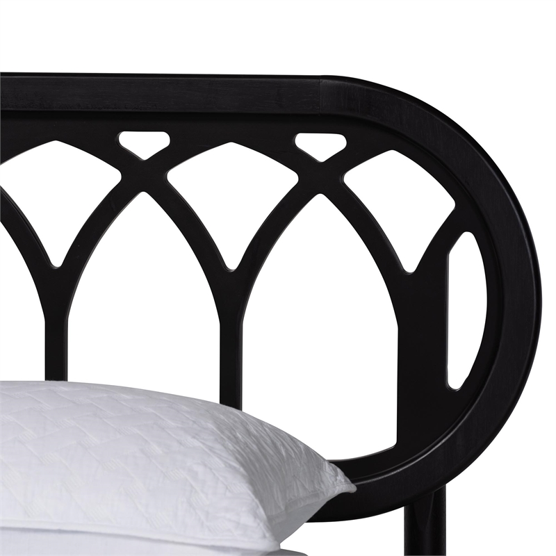 Baxton Studio Florica Art Deco Black Wood Queen 4-Piece Bedroom Set