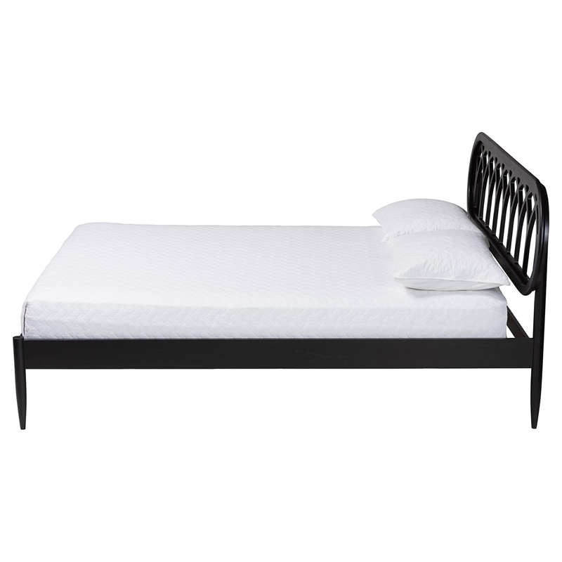 Baxton Studio Florica Art Deco Black Wood Queen Platform Bed