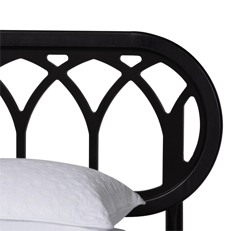 Baxton Studio Florica Art Deco Black Wood Queen Platform Bed