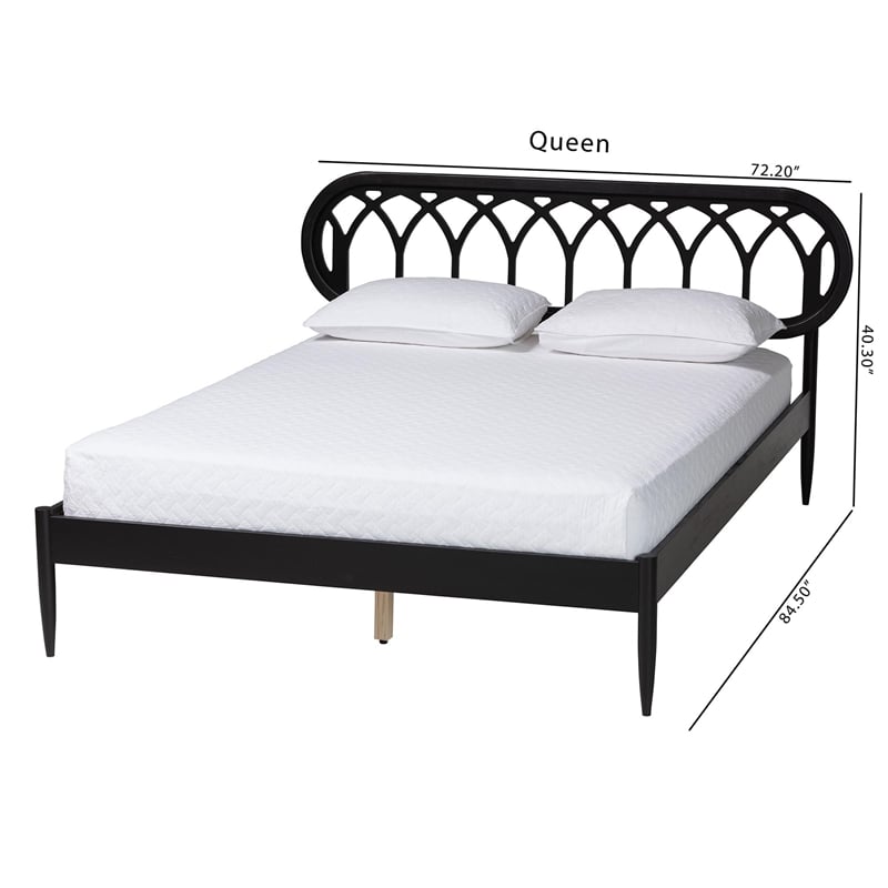 Baxton Studio Florica Art Deco Black Wood Queen Platform Bed