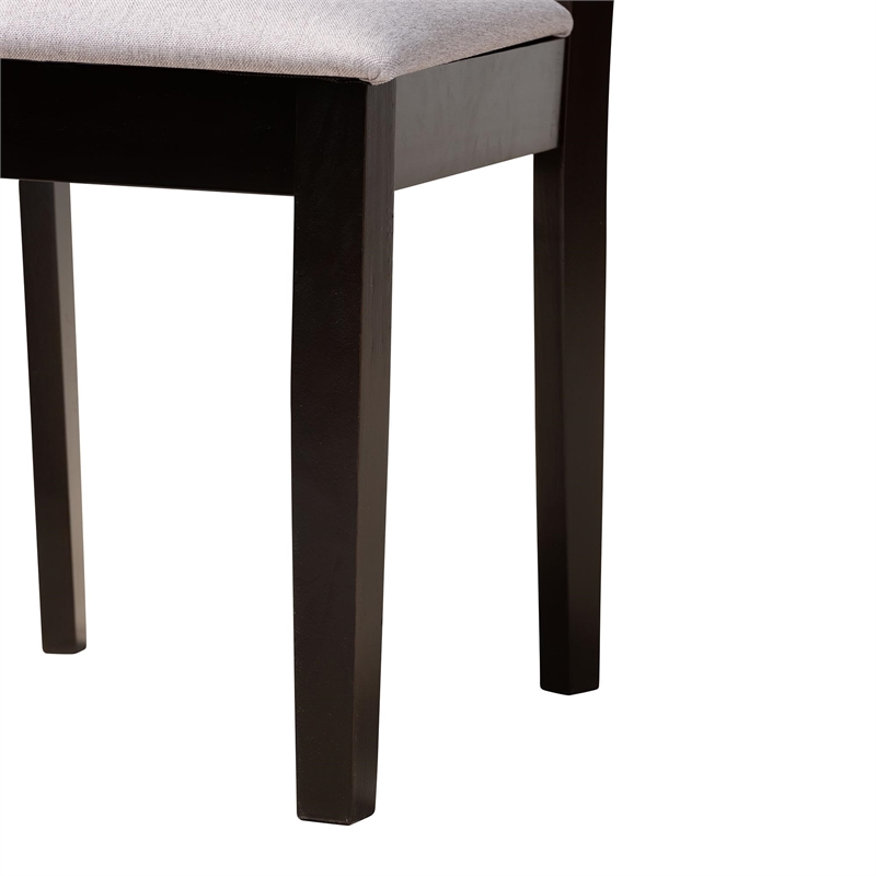 Baxton Studio Alena Gray Fabric and Dark Brown Finished Wood 5-Piece Dining Set
