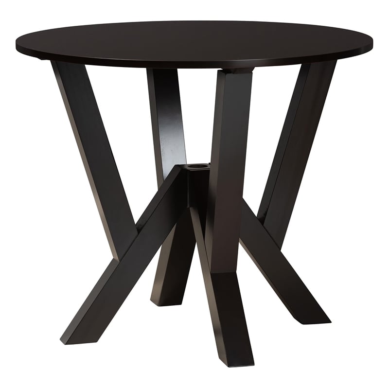 Baxton Studio Elise Gray Fabric and Dark Brown Finished Wood 5-Piece Dining Set