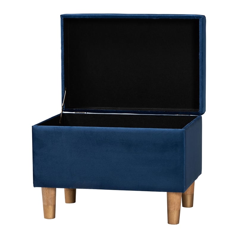 Baxton Studio Elias Modern Navy Blue Velvet Fabric Storage Ottoman