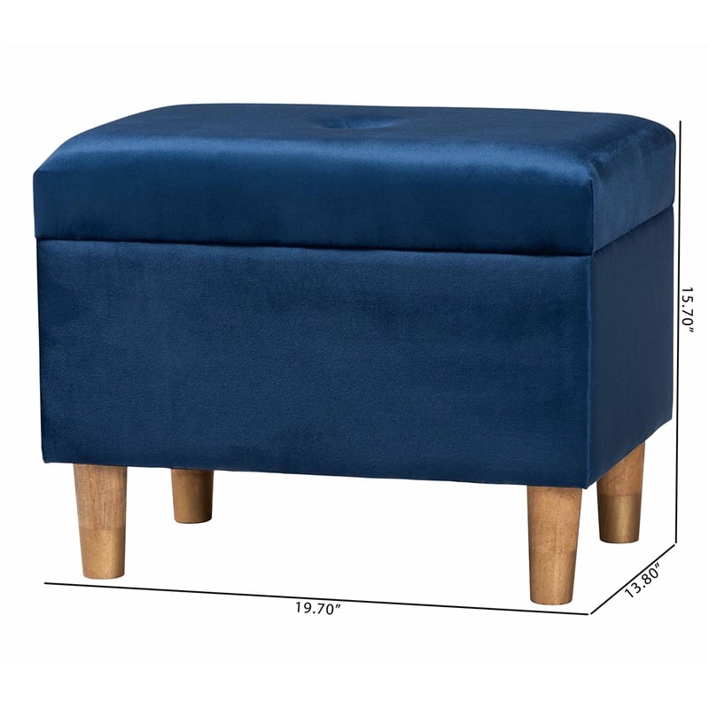 Baxton Studio Elias Modern Navy Blue Velvet Fabric Storage Ottoman