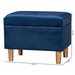 Baxton Studio Elias Modern Navy Blue Velvet Fabric Storage Ottoman