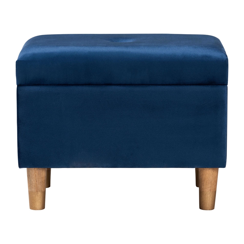 Baxton Studio Elias Modern Navy Blue Velvet Fabric Storage Ottoman
