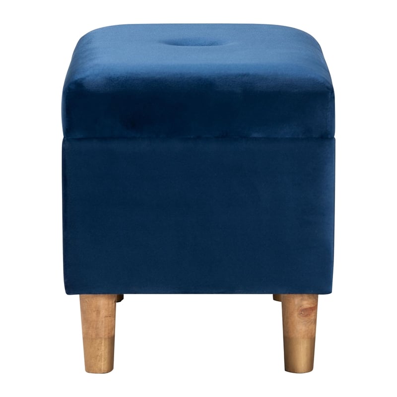 Baxton Studio Elias Modern Navy Blue Velvet Fabric Storage Ottoman