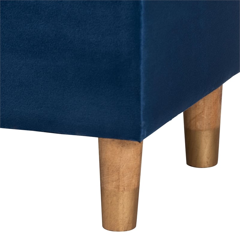 Baxton Studio Elias Modern Navy Blue Velvet Fabric Storage Ottoman