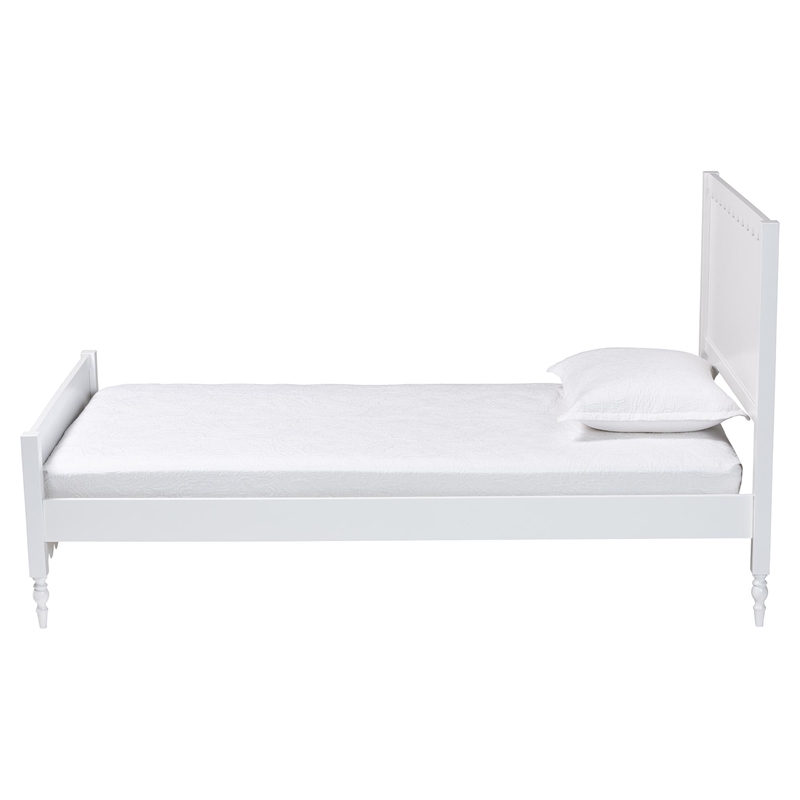 Baxton Studio Roni Modern White Wood Twin Platform Bed with Scalloped Edges