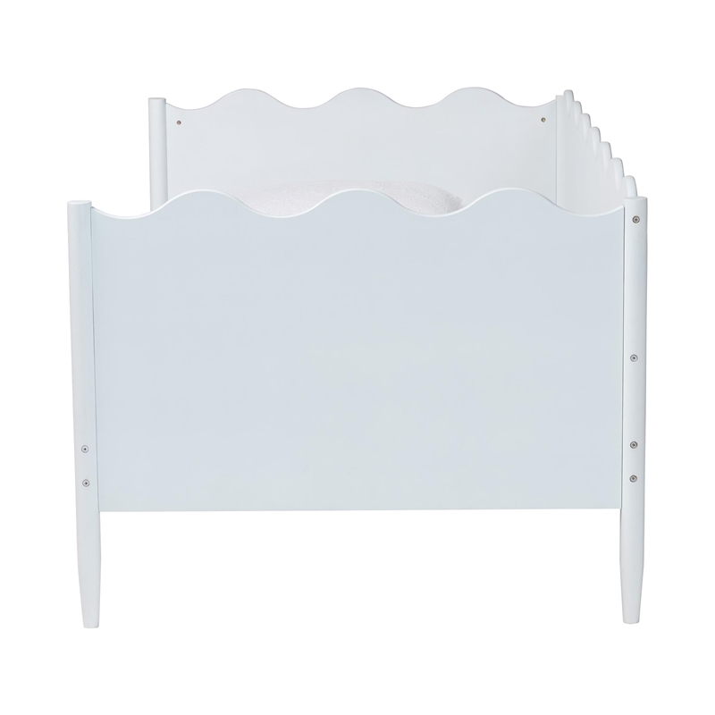 Baxton Studio Malaya Modern White Wood Twin Daybed with Scalloped Edges