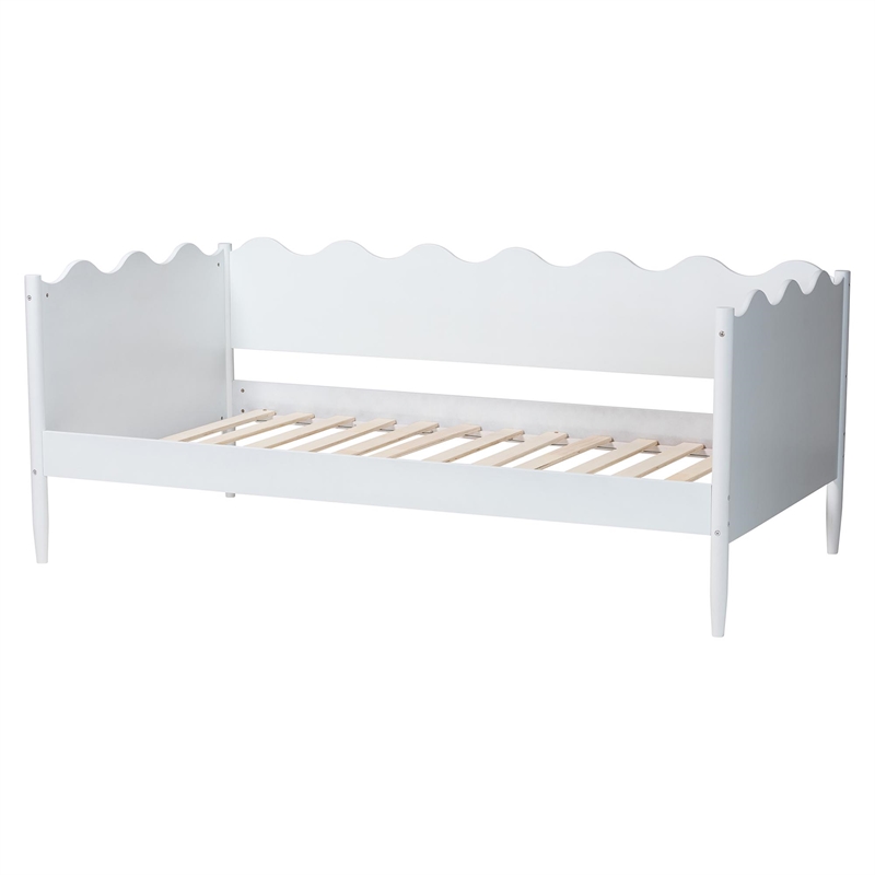 Baxton Studio Malaya Modern White Wood Twin Daybed with Scalloped Edges
