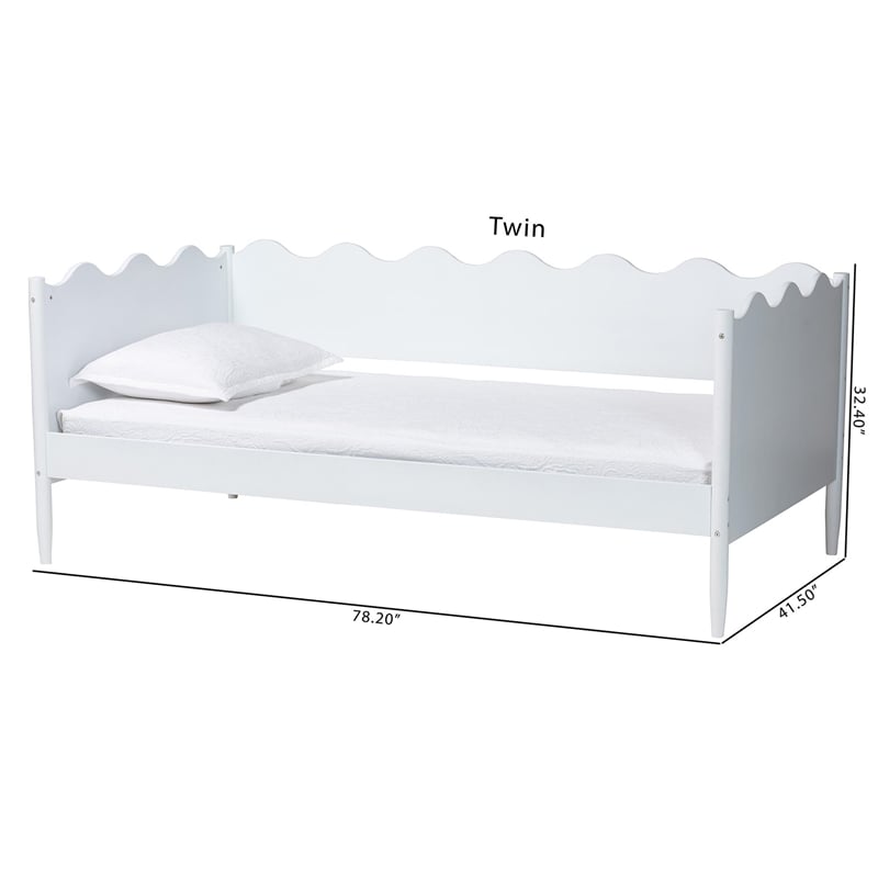 Baxton Studio Malaya Modern White Wood Twin Daybed with Scalloped Edges