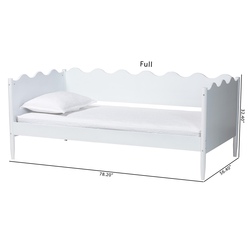 Baxton Studio Malaya Modern White Wood Full Daybed with Scalloped Edges