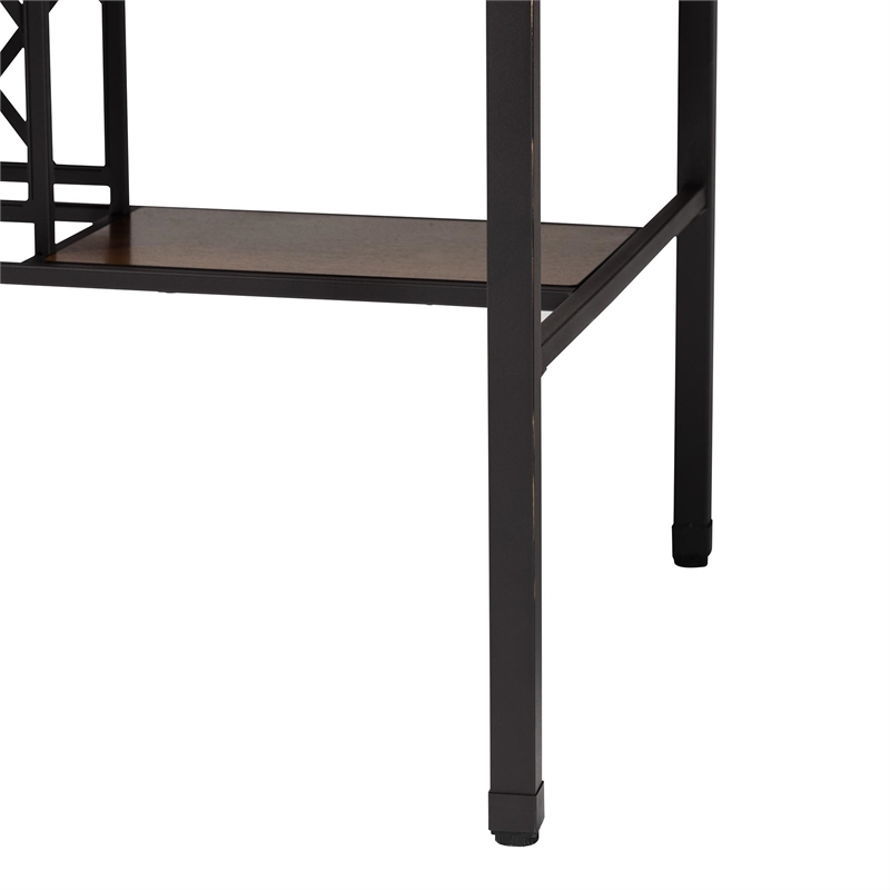 Baxton Studio Vintner Brown and Black Pub Table with Built-In Wine Cage